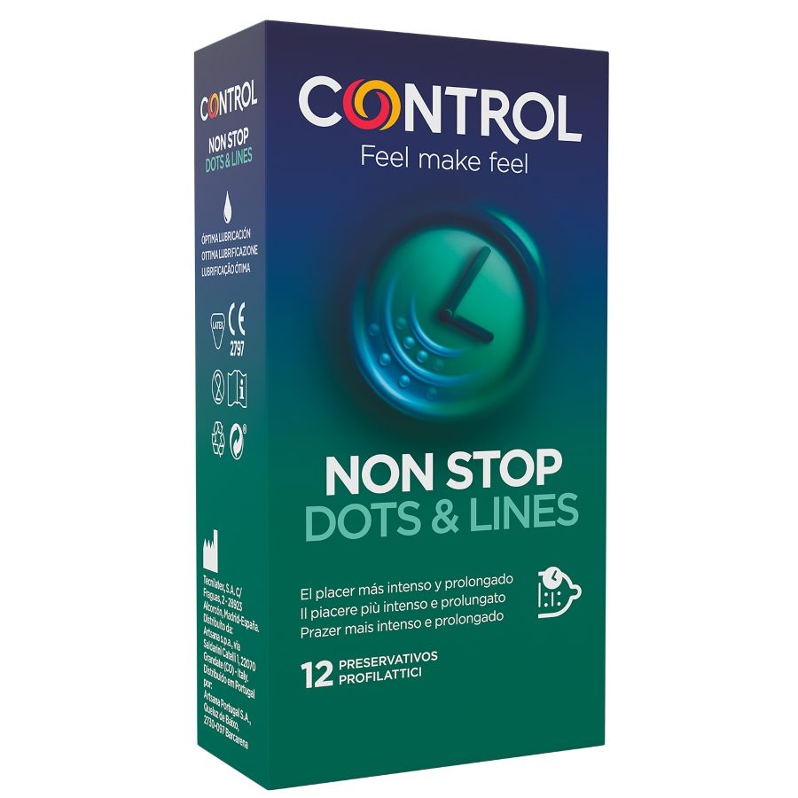 Ребести презервативи CONTROL Nonstop с релефни точки, 12 броя