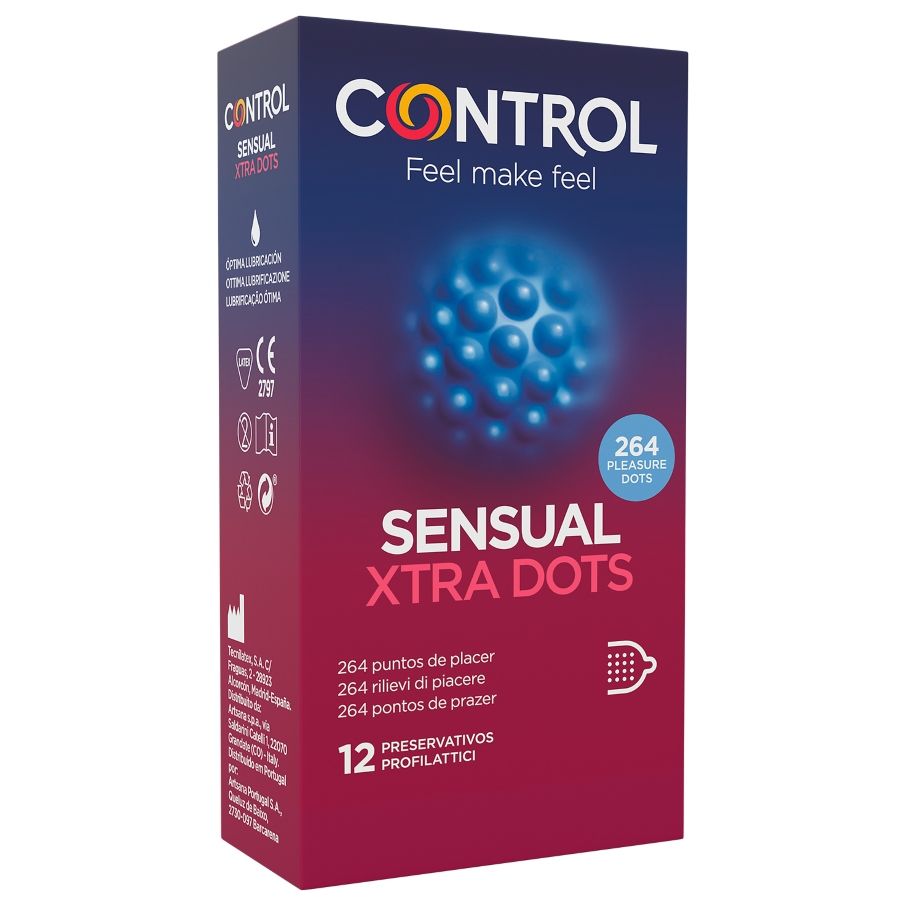Презервативи Control Xtra Dots с релефни точки, 12 броя