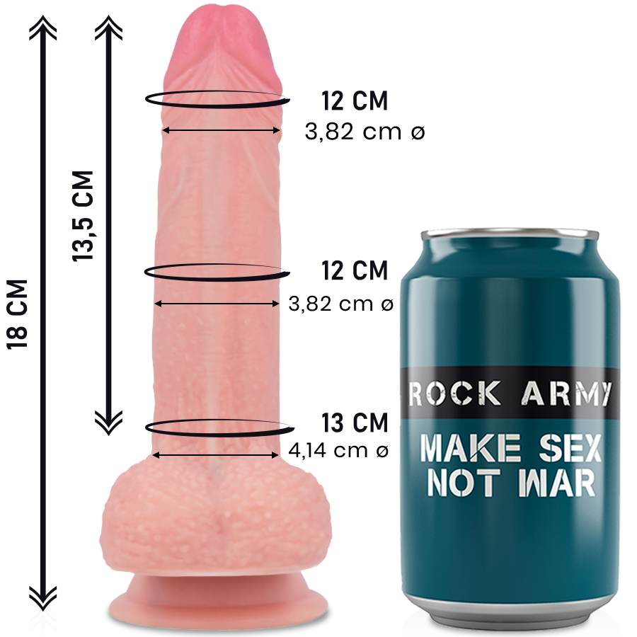 Реалистично силиконово дилдо ROCK ARMY Mustang, 18 cm