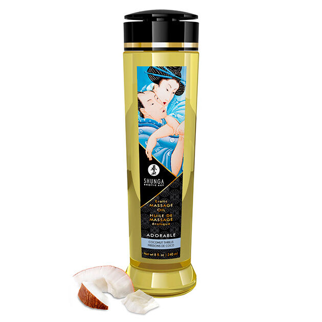 Масажно олио Shunga Adorable с аромат на кокос, 240 ml