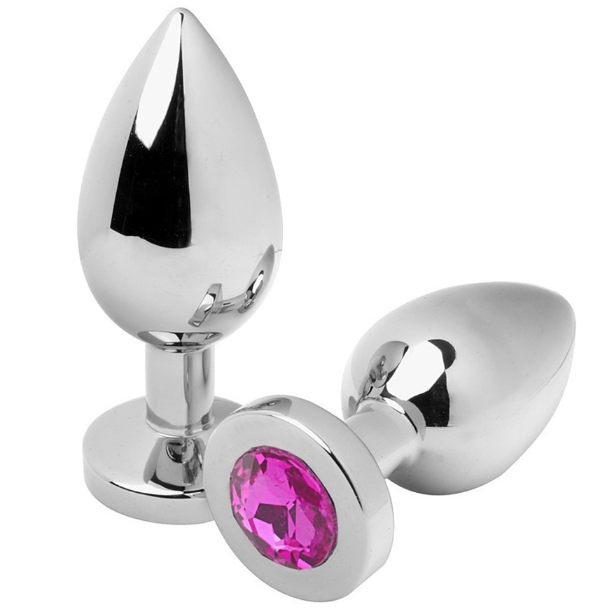 METAL HARD Diamond анална тапа от стомана с кристал, розова