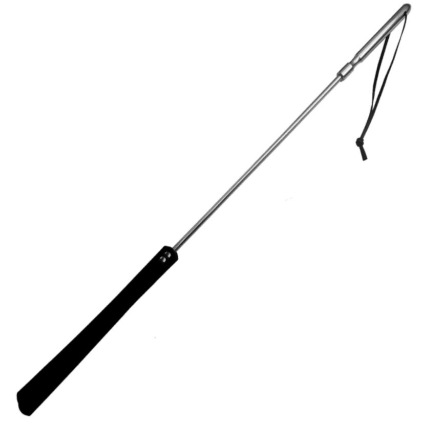 Кожен камшик METAL HARD с дръжка от неръждаема стомана, 70 cm