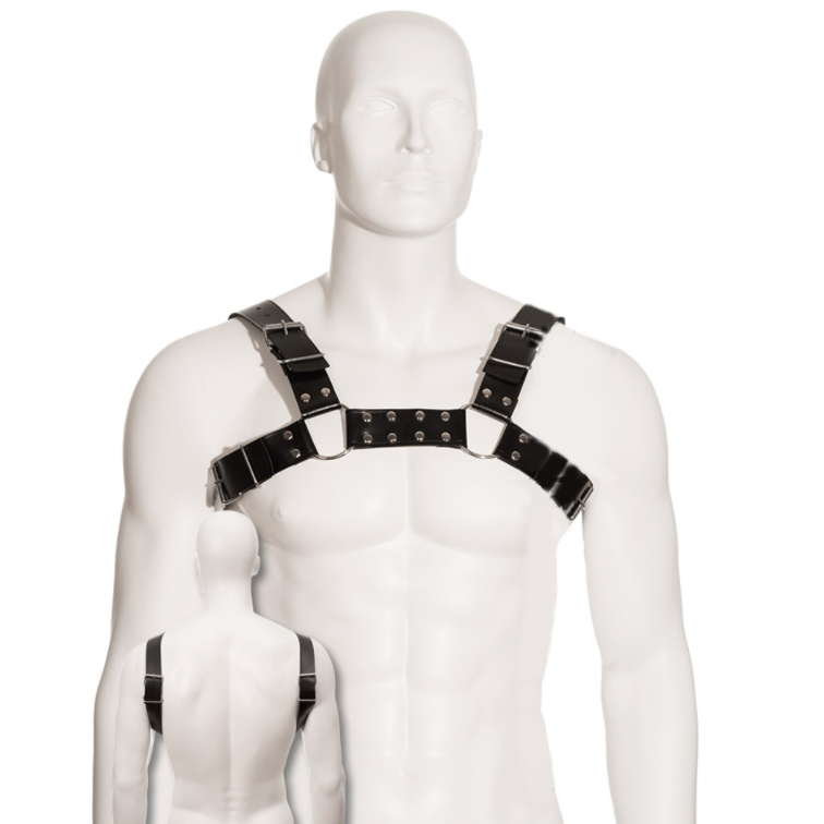 Мъжки хамарнес от кожа LEATHER BODY, черен