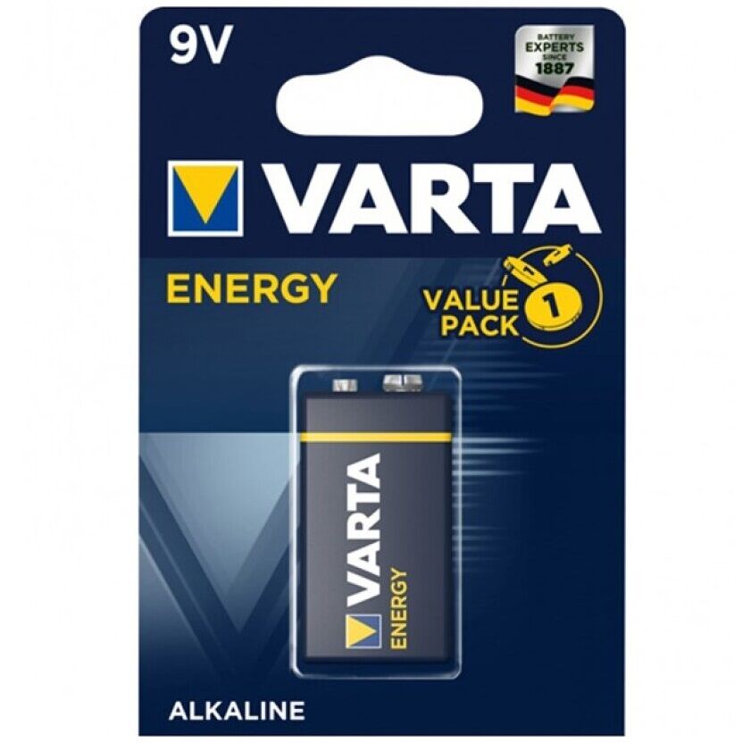 Алкална батерия 9 V, тип блок, с дълъг живот, за детектори за дим, 48x26x17 mm VARTA