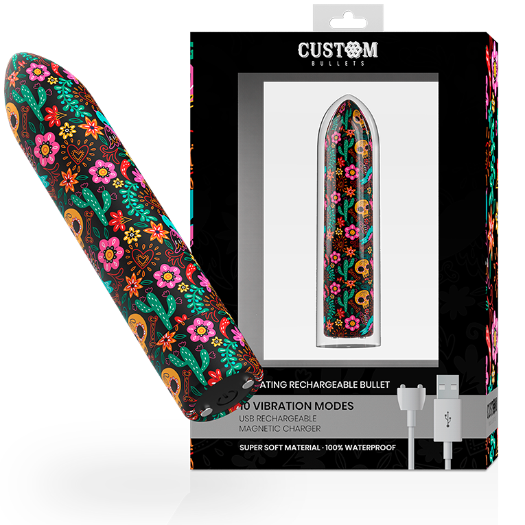 Мини вибратор CUSTOM BULLETS с мотив череп