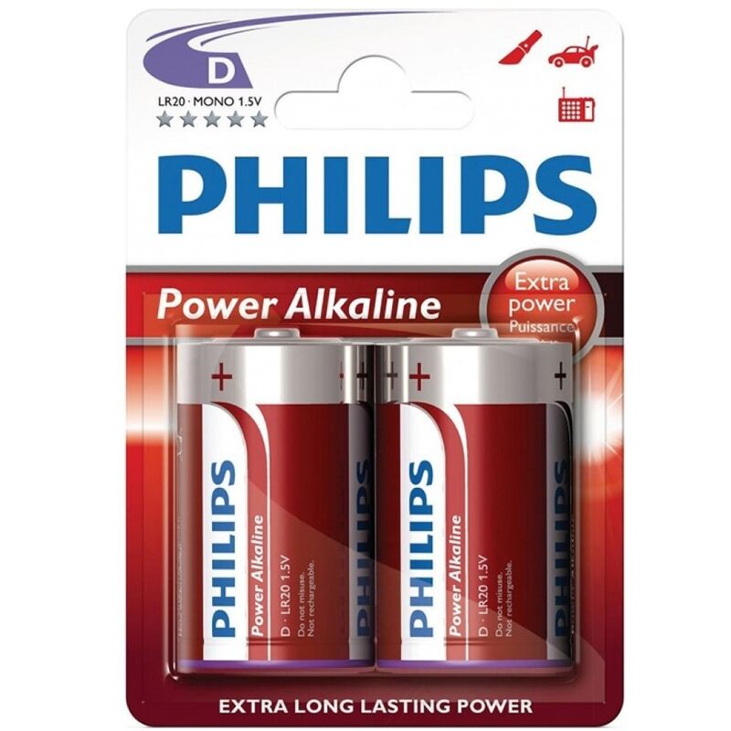 Алкална батерия D LR20 с дълготрайна енергия за устройства PHILIPS