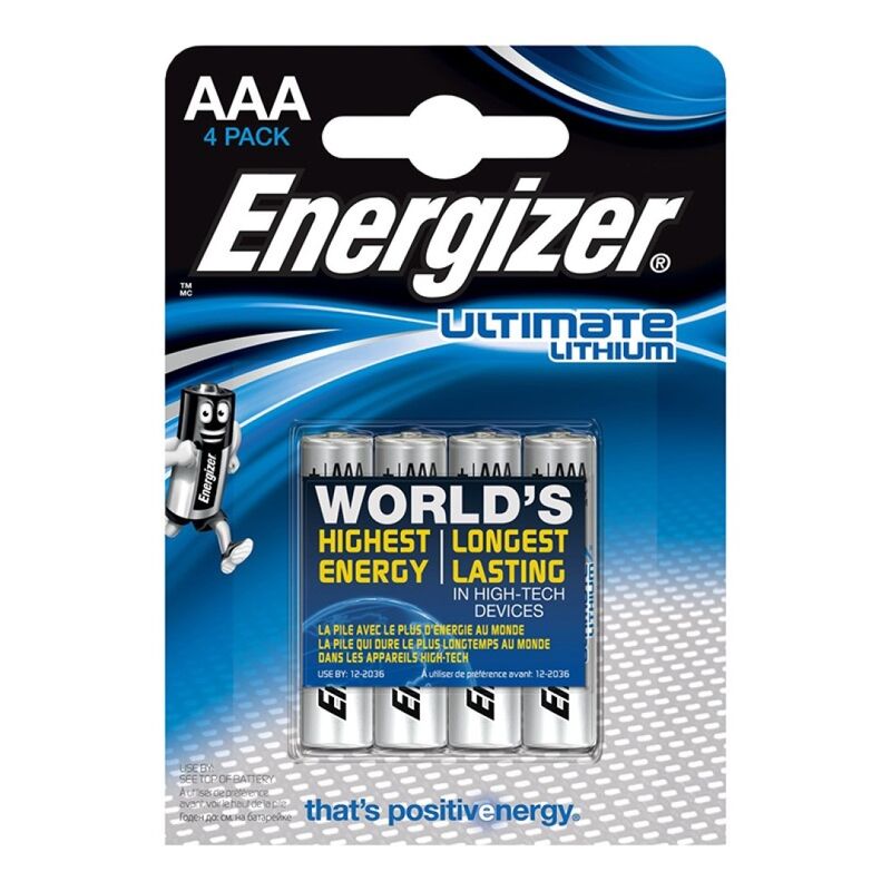 Литиева батерия AAA 1250 mAh с дълъг живот за високотехнологични устройства ENERGIZER