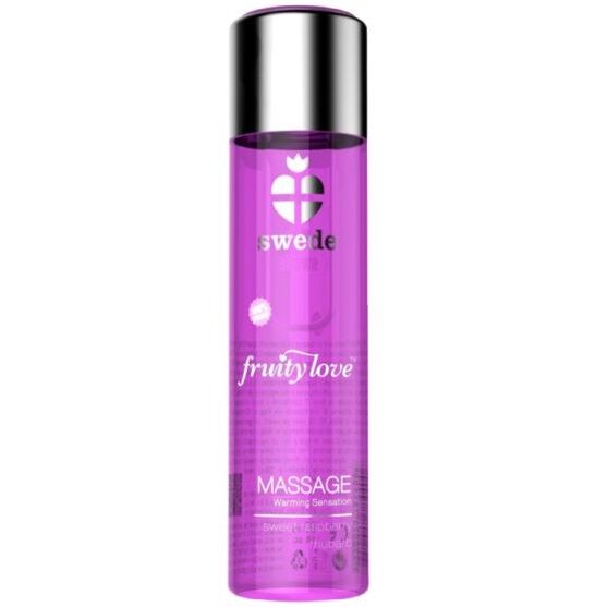 Масажно олио SWEDE Fruity Love със затоплящ ефект, малина и ревен, 60 ml