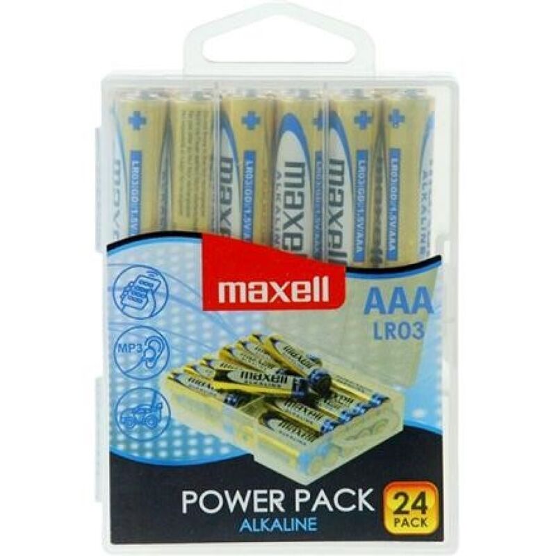 Алкални батерии AAA, комплект от 24 броя, дълготрайни и мощни MAXELL